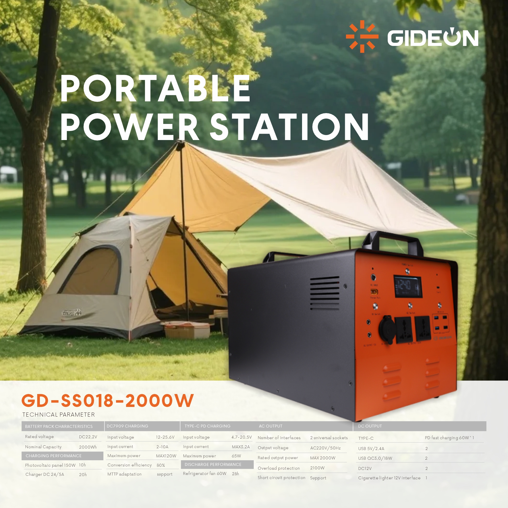 အိတ်ဆောင် Powable Power Station: GD-SS018-2000w
